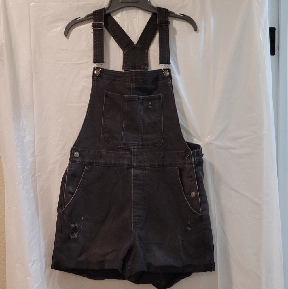 No Boundaries Charcoal Denim Overalls Jrs 11-13